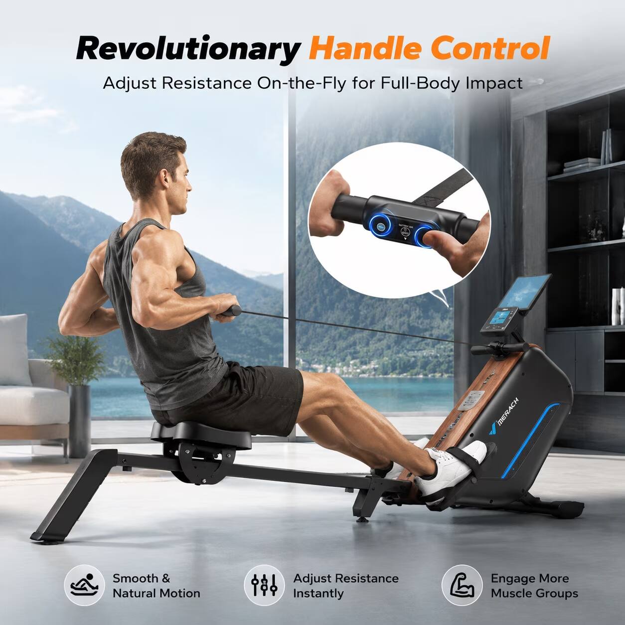 Revolutionary Handle Control  
Adjust Resistance On-the-Fly for Full-Body Impact

MERACH

Smooth & Natural Motion  
Adjust Resistance Instantly  
Engage More Muscle Groups