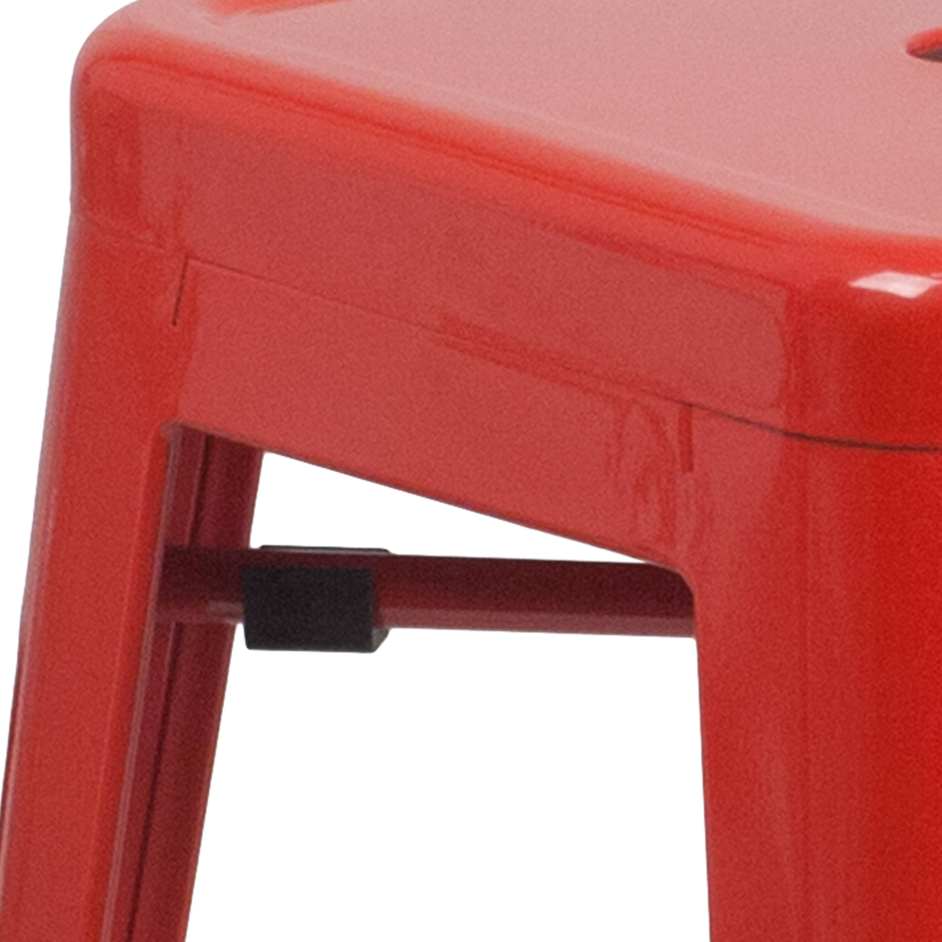 Alt View 9. Emma + Oliver - Commercial Grade 24"H Backless Metal Indoor-Outdoor Counter Stool w/ Square Seat - Red.