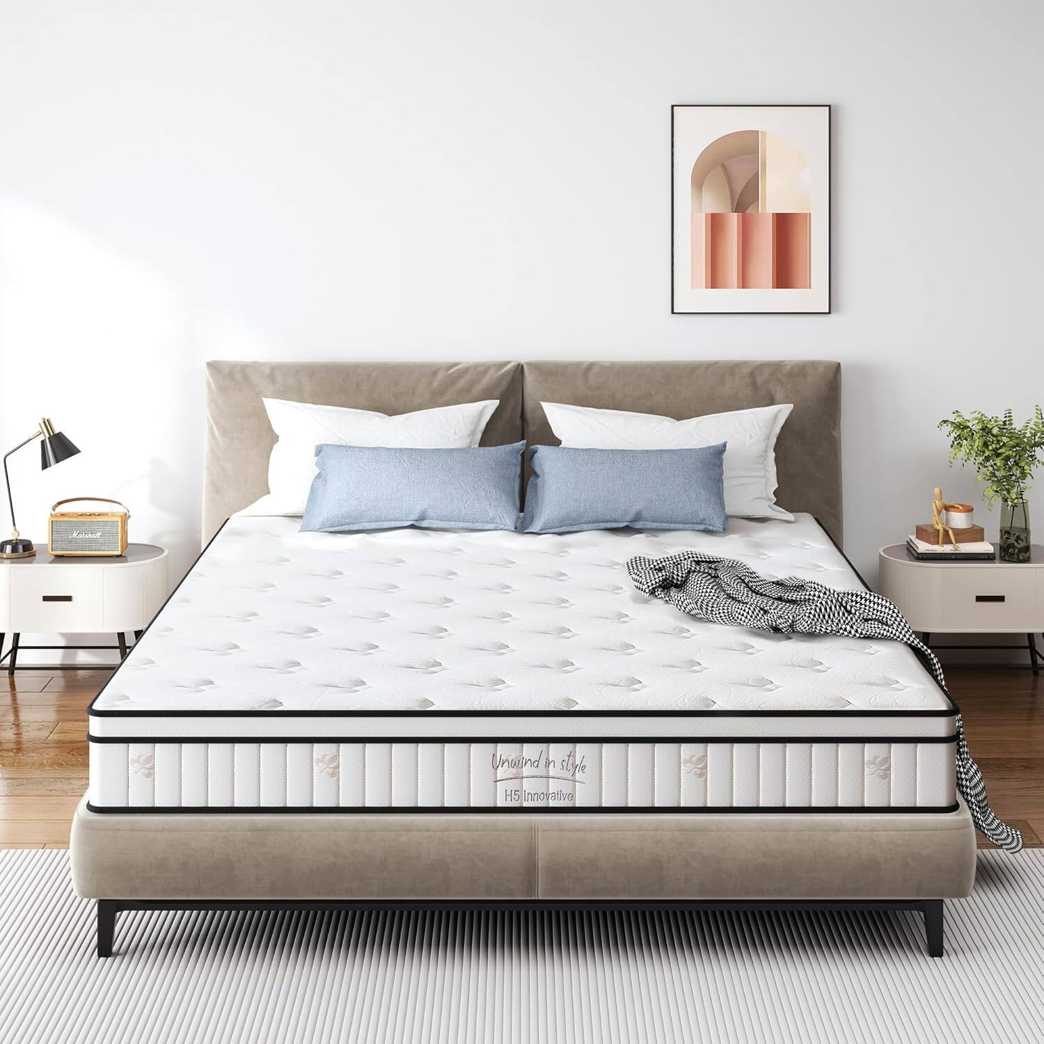 Yardgrace - Muti-Size Mattress, 10 Inch Hybrid Muti-Size Mattress in a Box - White