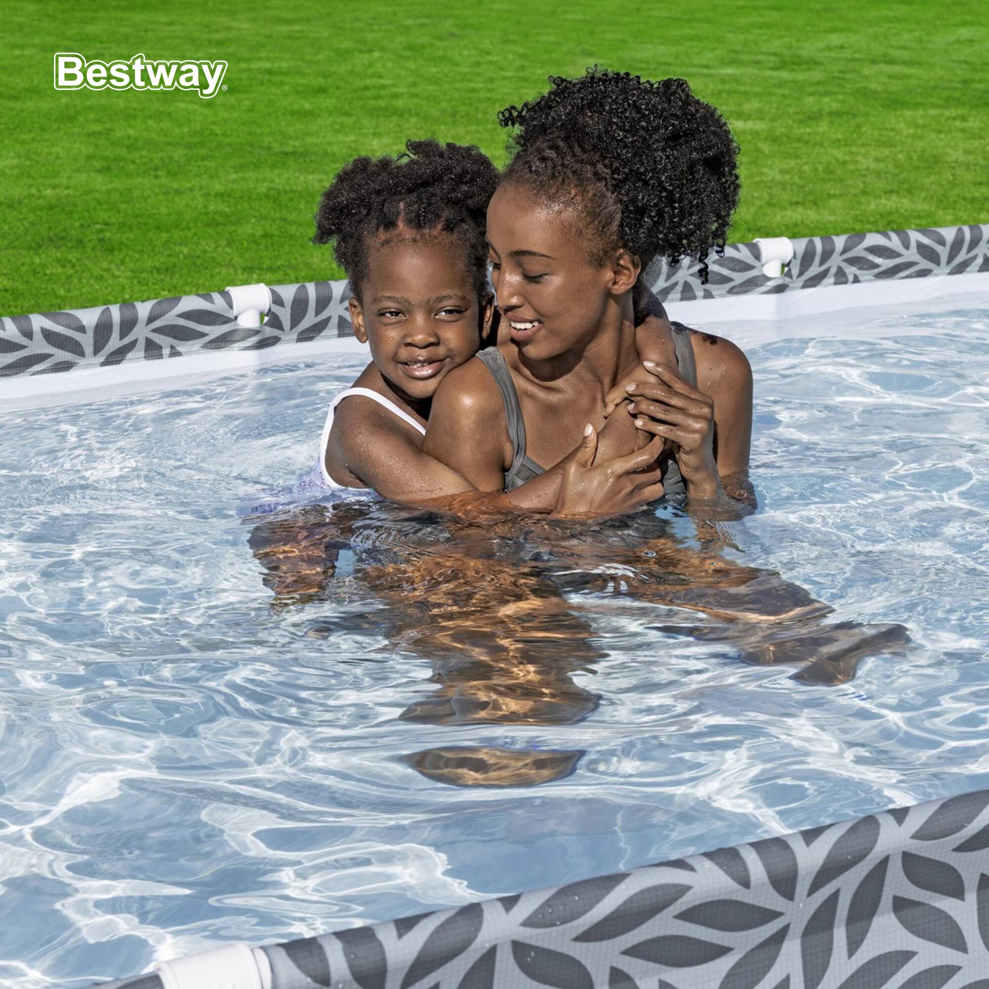 Alt View 3. Bestway - Bestway Steel Pro 12' x 6'7" x 26" Rectangle Above Ground Outdoor Swimming Pool - Blue Print.