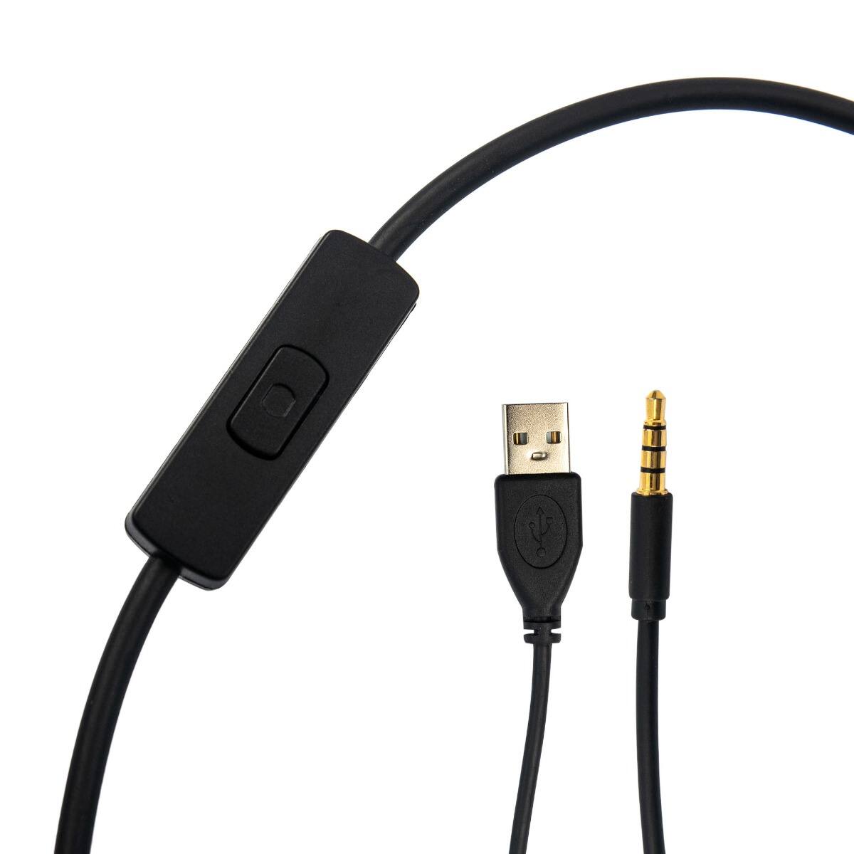 Left. RadioShack - Gaming Headphones 3.5mm and USB-A with 40mm Drivers, Black - Black.