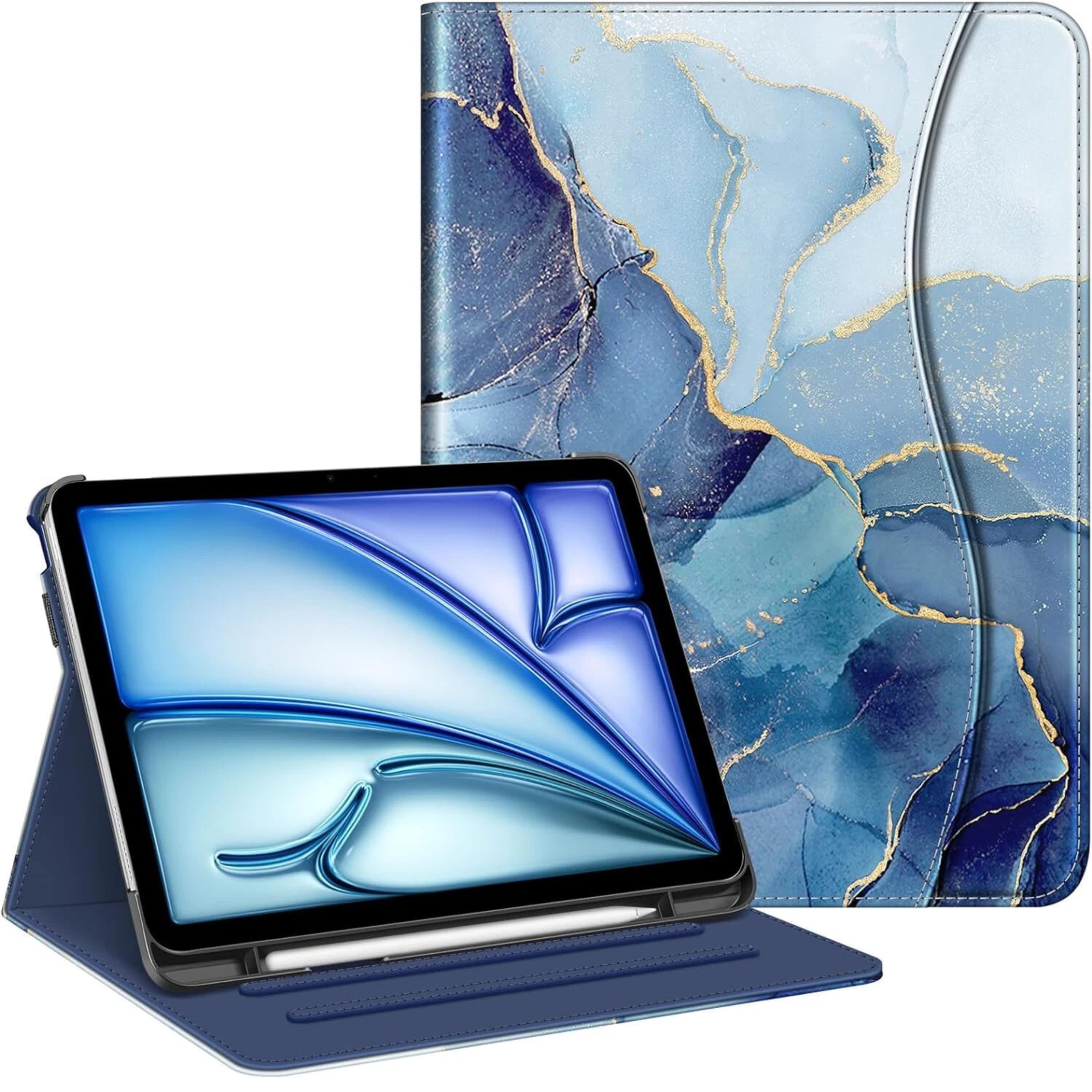 Front. Kitcheniva - iPad Air 11 Inch M3 2025 Multi Angle Viewing Case For Air 5th 4th 10.9 Inch Ocean Marble - Ocean Marble.