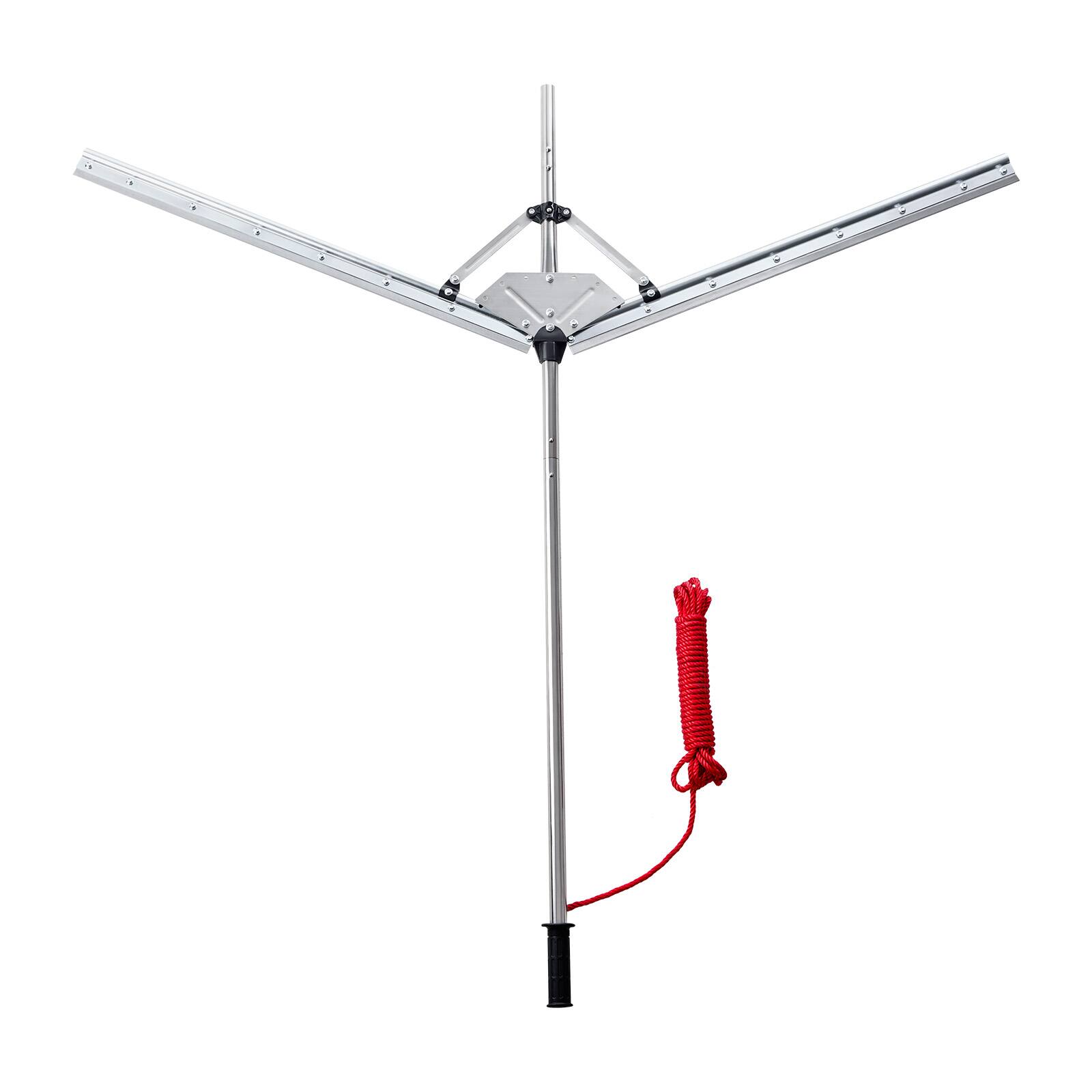 Alt View 5. VEVOR - Lake Weed Cutter with Adjustable 62-inch Cutting Width, Durable Steel Blades, and 30 ft Throw Rope - Silver Metal + Red Rope + Black Plastic.