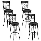 Front. Costway - Costway Set of 4 Vintage Swivel Bar Stools 30" Bistro Upholstered Dining Chairs - Black.