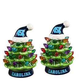 Evergreen Enterprises - North Carolina Tar Heels 2-Pack 4" Ceramic LED Christmas Tree Set - Multicolor