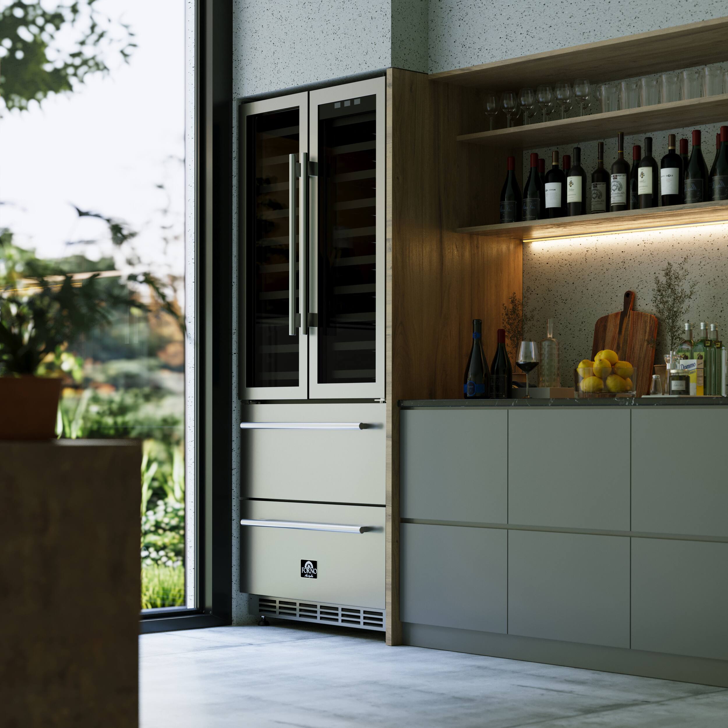 Alt View 12. Forno Appliances - Campania 120-Bottle Built-In Dual Zone Wine Cellar & Beverage Cooler - Stainless steel.