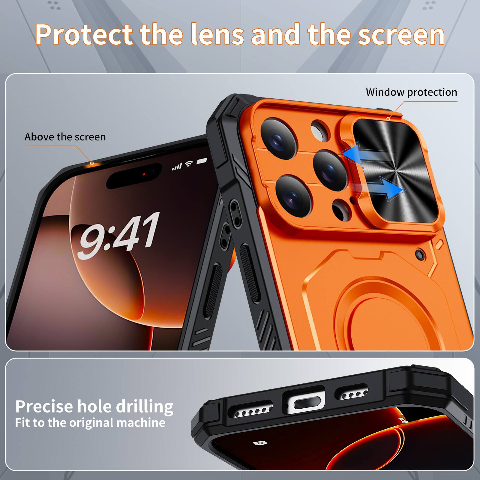 Protect the lens and the screen

Window protection

Above the screen

9:41

Precise hole drilling

Fit to the original machine