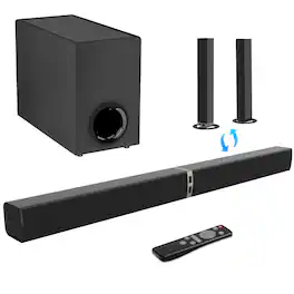 MOVSSOU - 120W 5.0 Bluetooth Sound bar with Subwoofer Wireless Soundbar for Smart TV 32inch Split 2 in 1 Detachable TV Sound Bar - Black