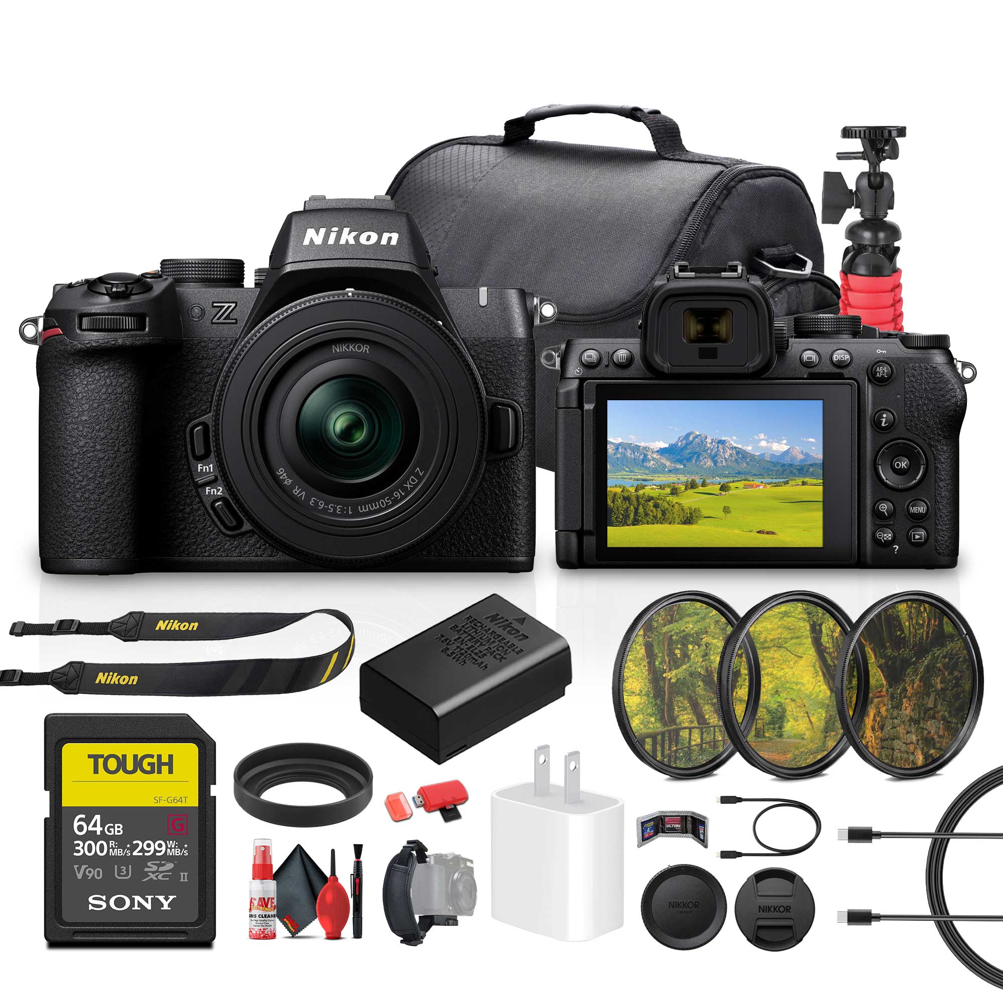 Nikon Z NIKKOR N 2 Fn1 Pn2 T4 990 DX VR 9 1:3.5-6.3 RLIS-OR  
Nikon  
Nikon Z  
Nikon TOUGH 5T-G64T 64 GB  
SONY TOUGH 64 GB 300 MB/s 299 MB/s V90  
Nikon  
Nikon  
Nikon