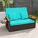 Alt View 4. Costway - Patio Rattan Daybed Set with Cushioned Loveseat & Storage Ottoman for Porch - Turquoise.