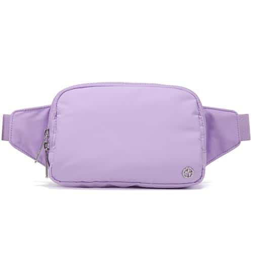 Fabibe - Belt Bag Large 2l Nylon Fanny Pack Purse For Women And Men With Adjustable Strap - Lilac Purple-Solid