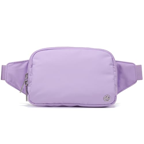 Fabibe - Belt Bag Large 2l Nylon Fanny Pack Purse For Women And Men With Adjustable Strap - Lilac Purple-Solid