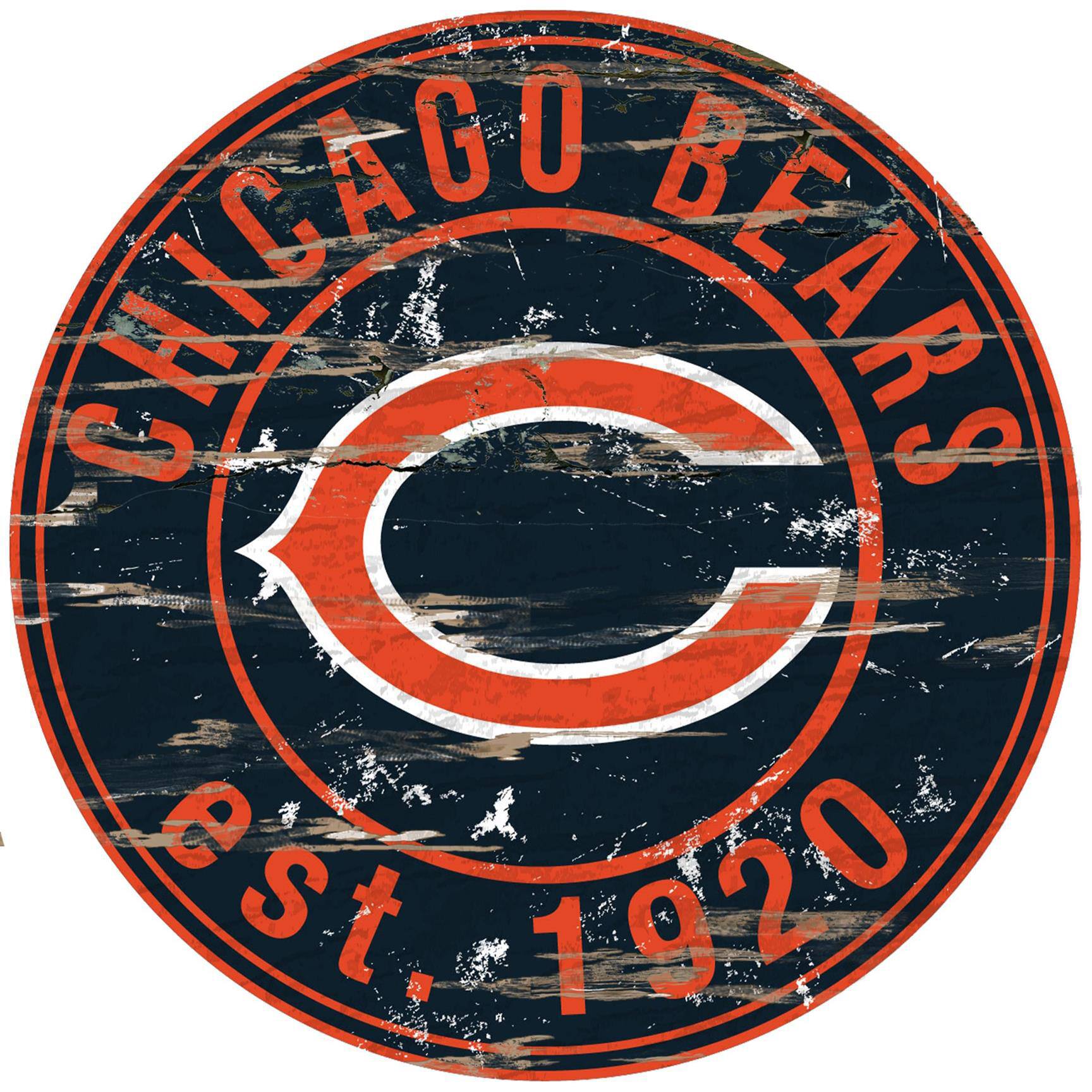 Chicago Bears 23.5" Distressed Round Sign