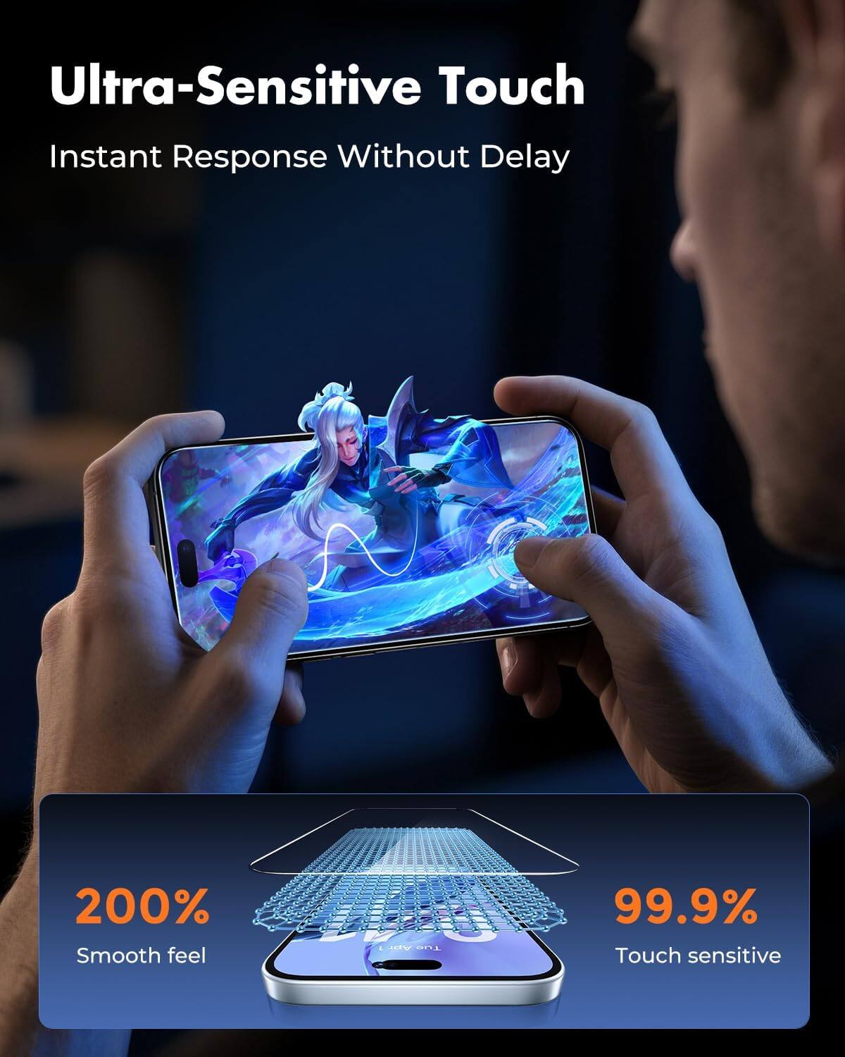 Ultra-Sensitive Touch  
Instant Response Without Delay  

200% Smooth feel  

99.9% Touch sensitive