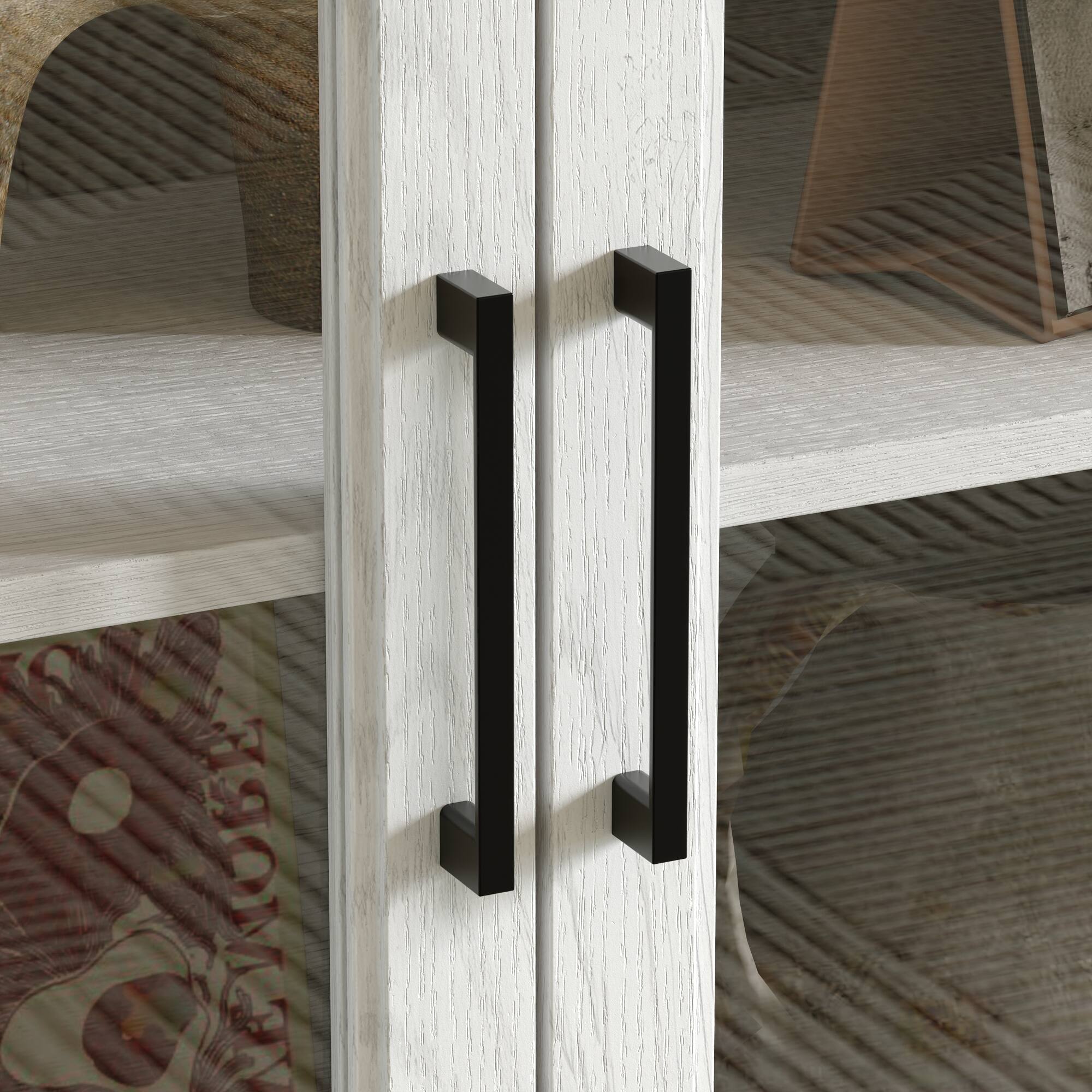 Alt View 10. Famapy - Famapy Wood-Grain Glass-Door Cabinet: Storage & Display for Living Room, Study, Bedroom – Dustproof, Sturdy - White.