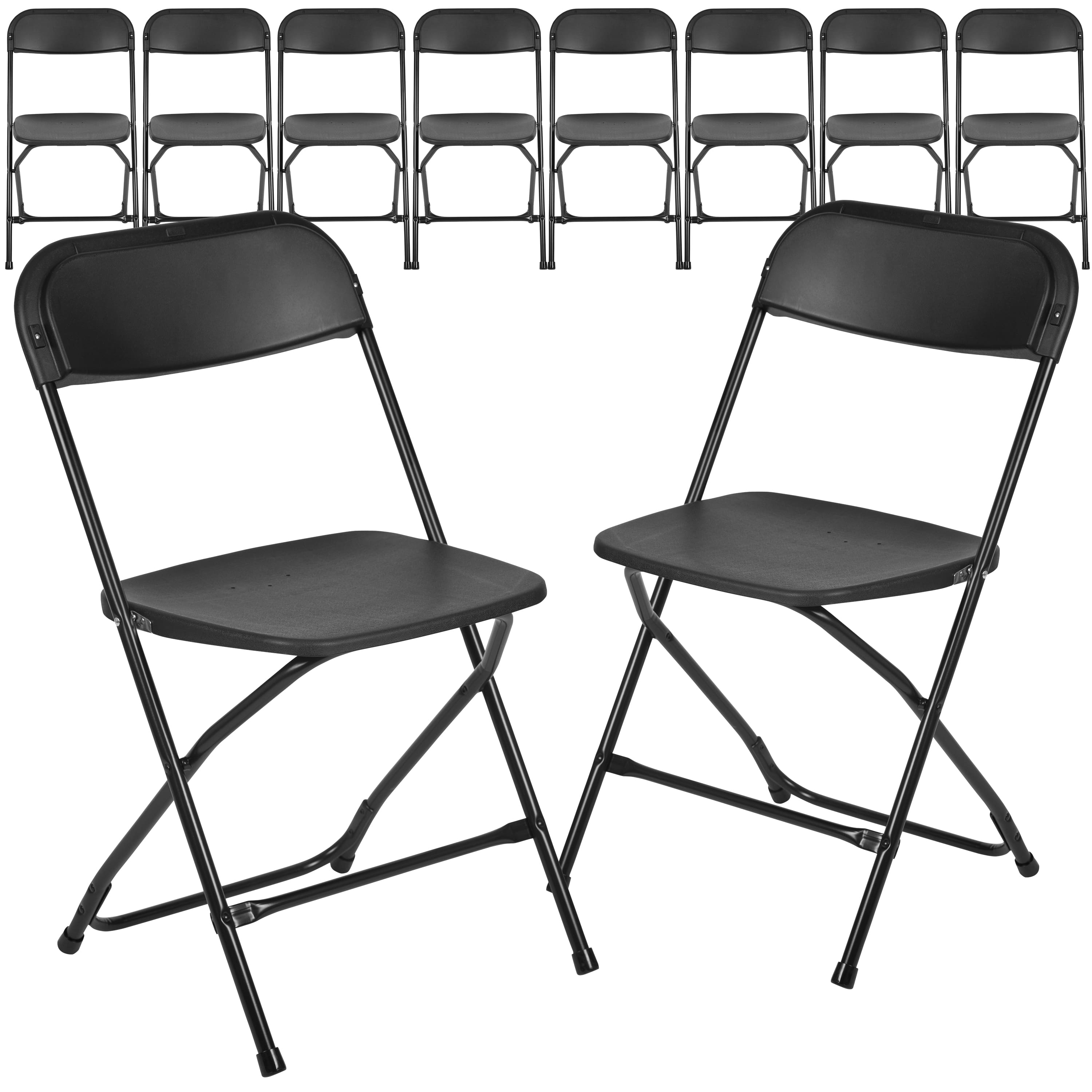 Alamont Home - Hercules Folding Chair - Plastic – 10 Pack 650LB Weight Capacity - Event Chair - Black