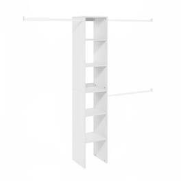 Furinno - Fano Clothing & Closet Storage Organizer Shelf Tower with 3 Hanging Bars - White
