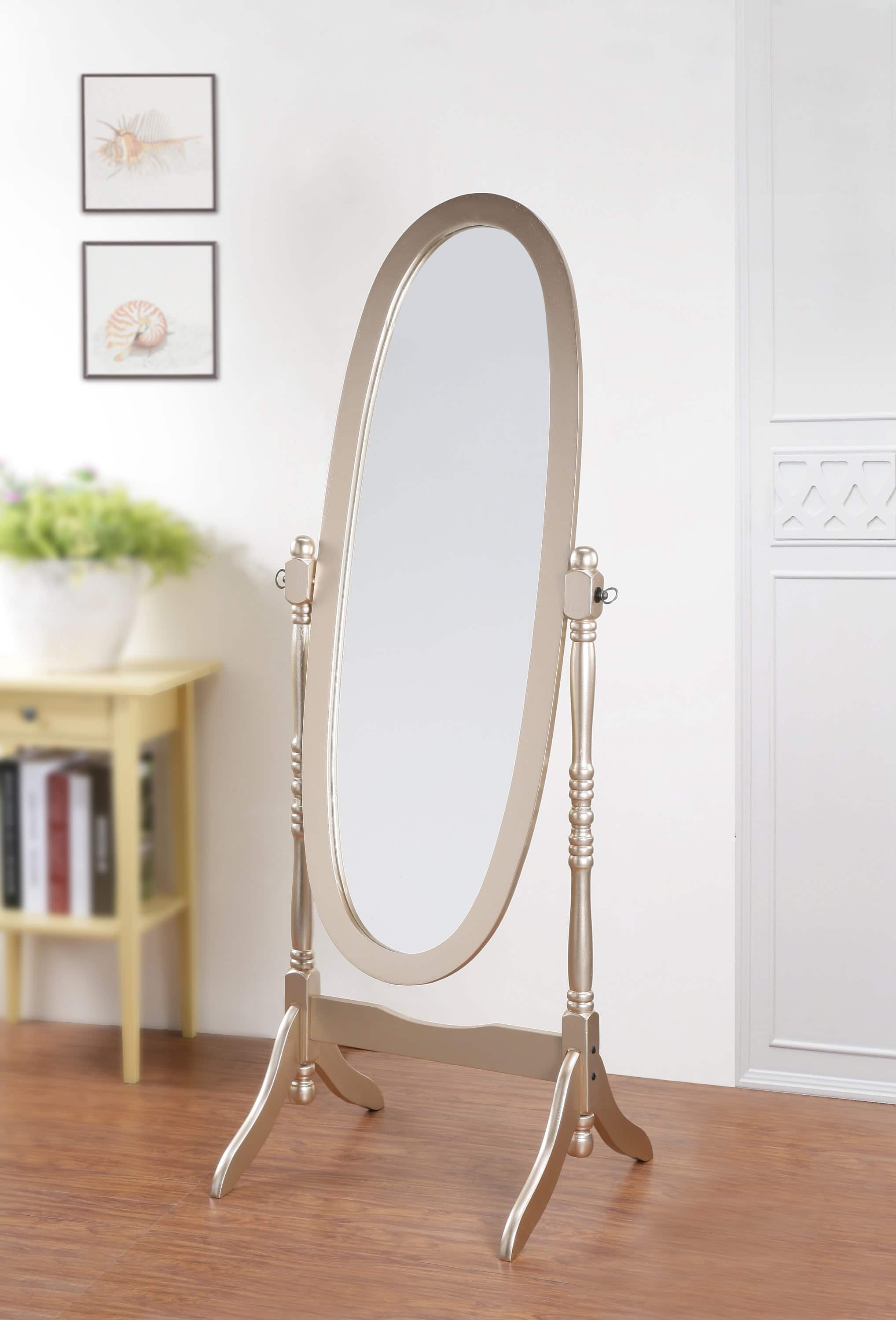 BreeBe - Traditional Queen Anna Style Wood Floor Cheval Mirror, Finish - Gold