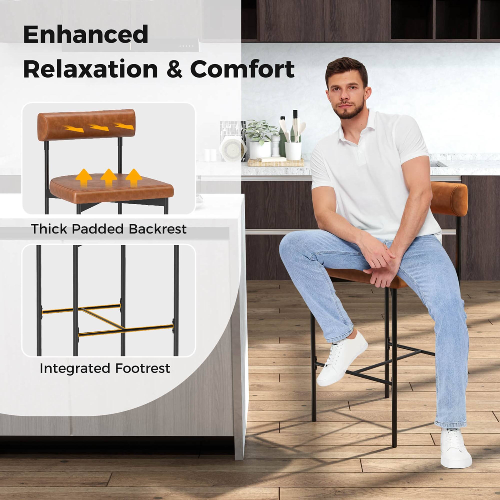 Enhanced Relaxation & Comfort Thick Padded Backrest Integrated Footrest