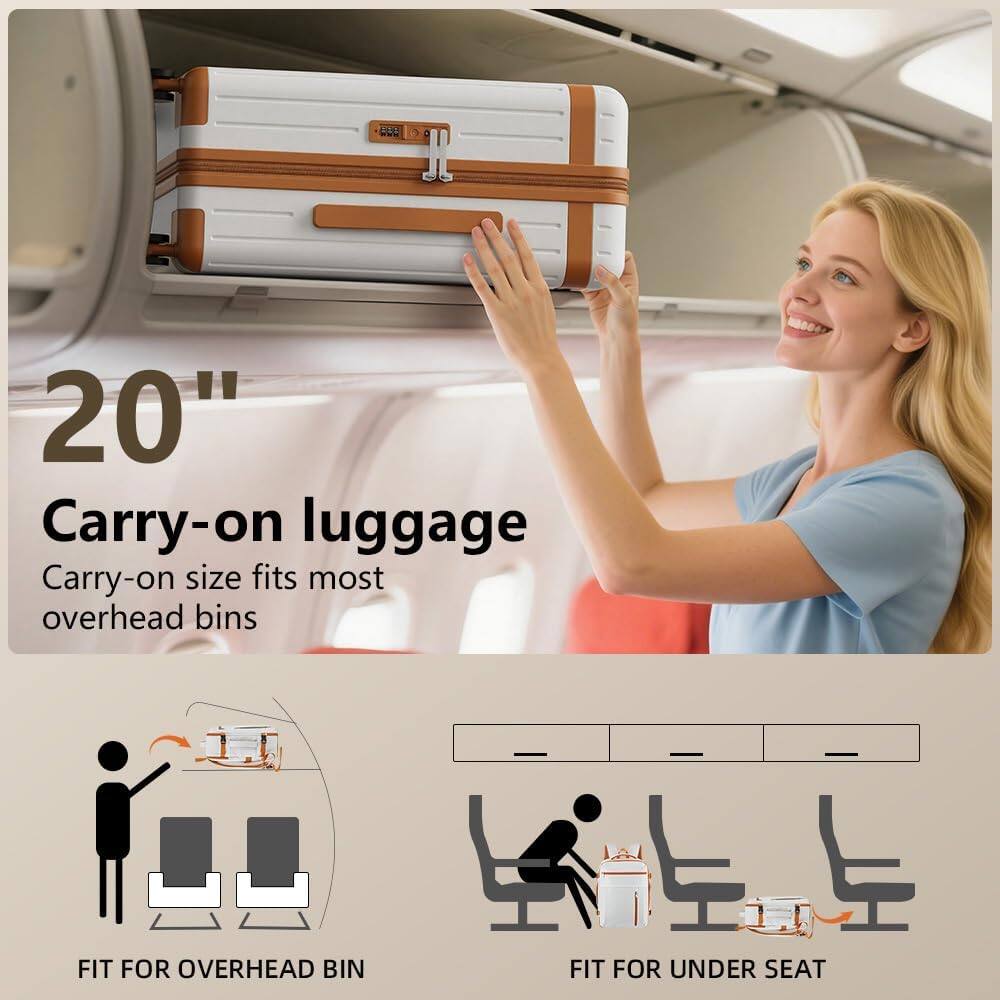 20" Carry-on luggage  
Carry-on size fits most overhead bins  
FIT FOR OVERHEAD BIN  
FIT FOR UNDER SEAT