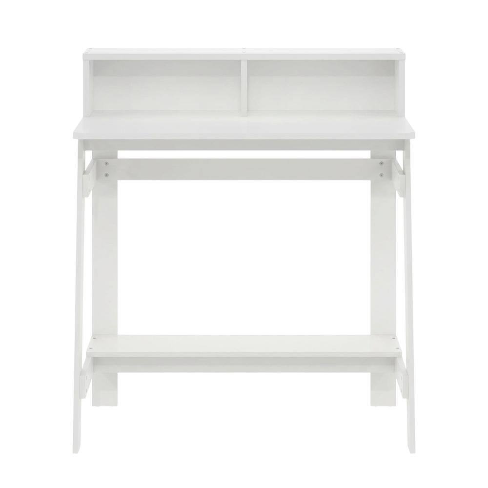 Back. BisonOffice - White Furinno A Frame Computer Desk with Sleek Design and Durable Construction - White.