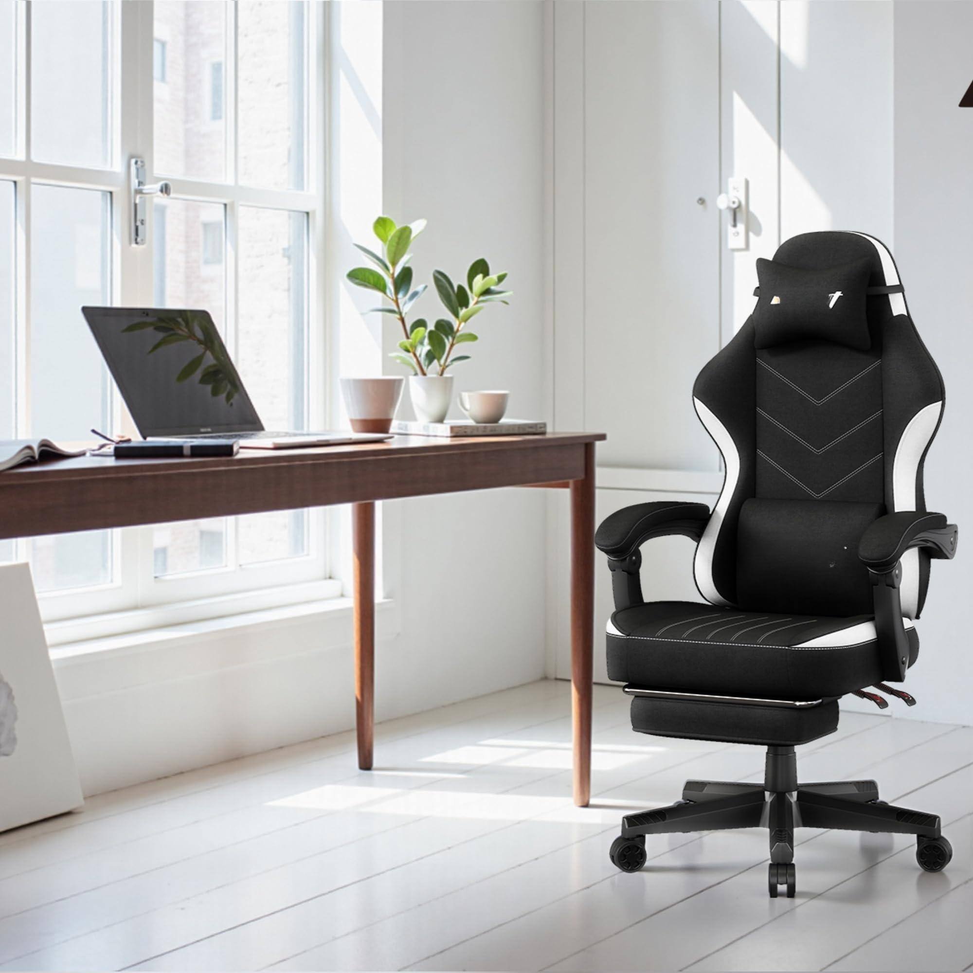 Alt View 6. Hirose Alice - Gaming Chair,Fabric Computer Chair with Pocket Spring Cushion, Load Capacity,Ergonomic Office Chair with Fo... - Black.