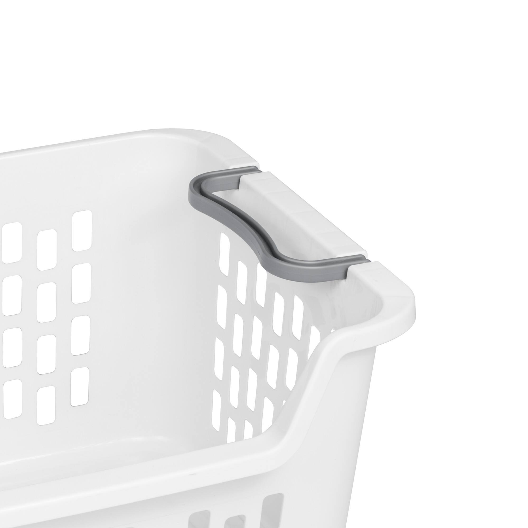 Alt View 8. Sterilite - Sterilite Stacking Laundry Basket, 2 Bushel Hamper with Handles, White, 12 Pack - White.