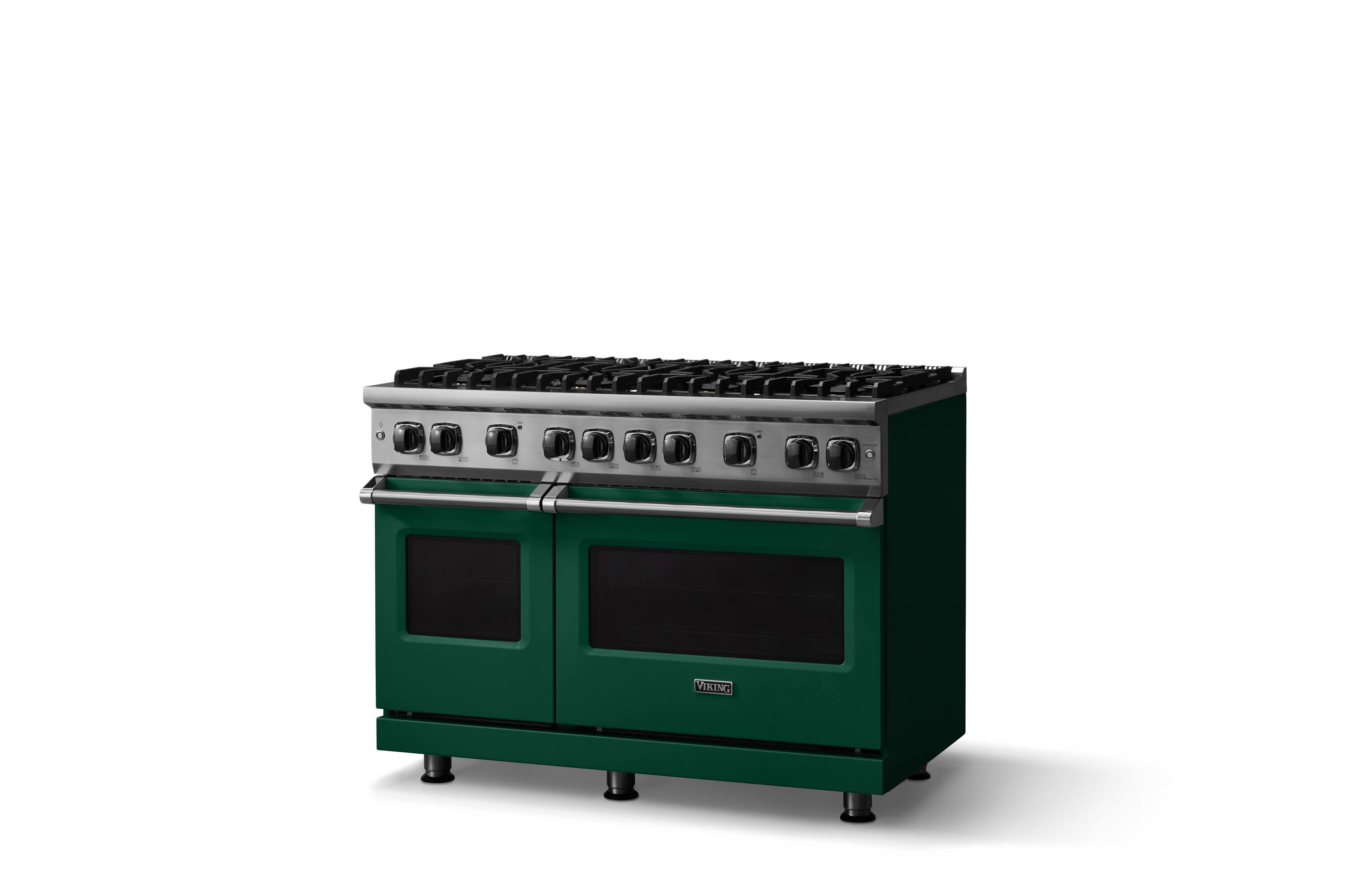 Angle. Viking - 6.1 Cu. Ft. Professional 5 Series Freestanding Double Oven Liquid Propane Gas Convection 8 Burner Range - Ivy.