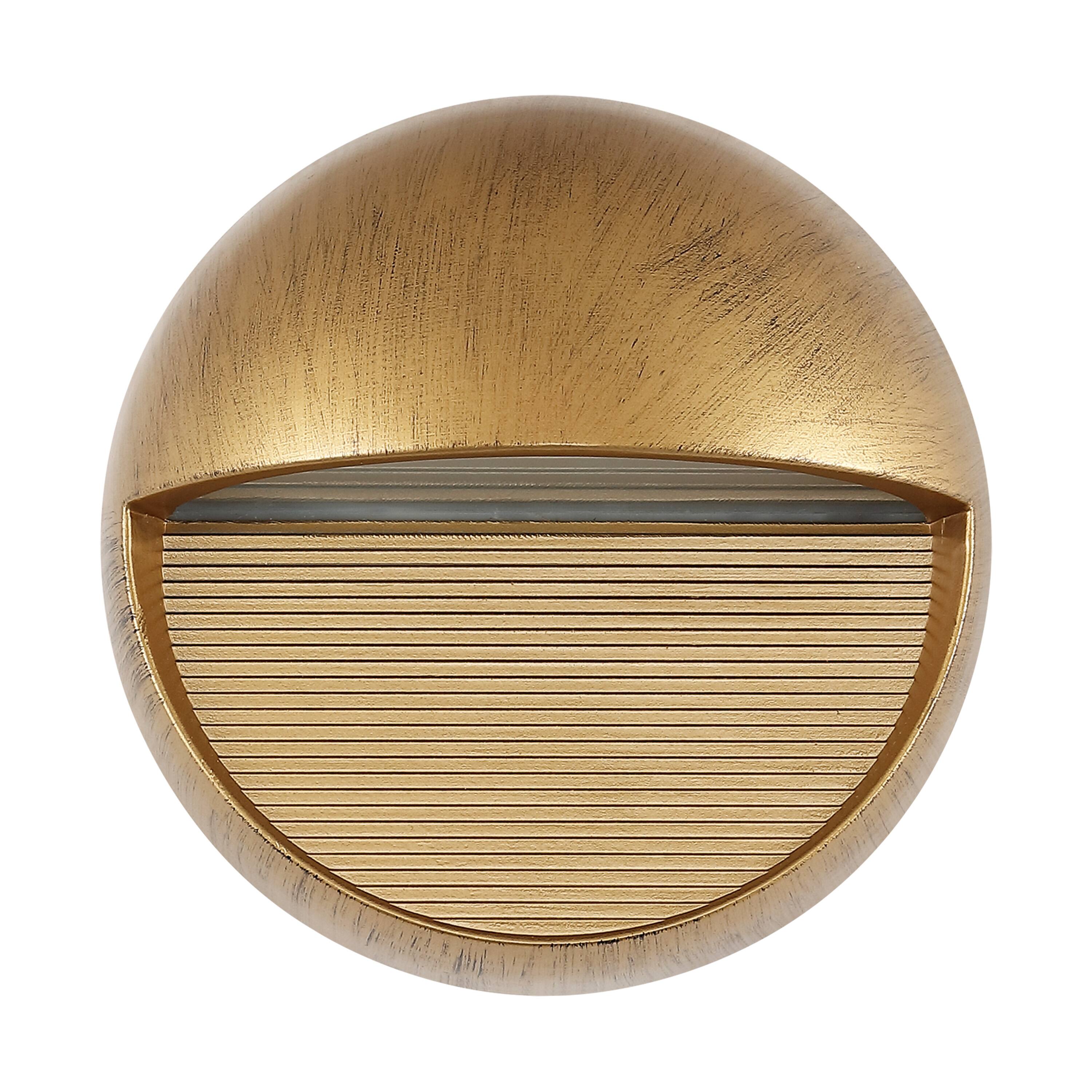 Alt View 9. Jonathan Y - Orbe 6.25" Outdoor Metal/Glass Integrated LED Wall Sconce, Antique Gold - Antique Gold.