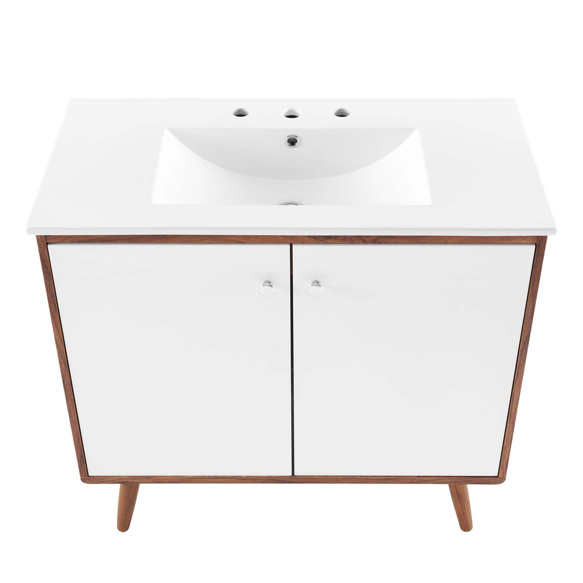 Alt View 5. Modway - Transmit Bathroom Vanity Basin Included - Walnut White.