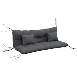 Outsunny - 59" Tufted Bench Cushions & Throw Pillows, 4 Piece Swing Cushion Set, Indoor/Outdoor Replacement Bench Seat Pad - Charcoal Gray
