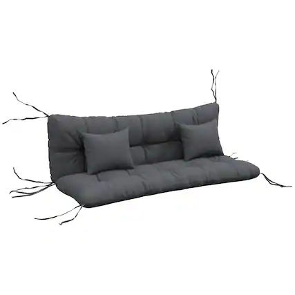Front. Outsunny - 59" Tufted Bench Cushions & Throw Pillows, 4 Piece Swing Cushion Set, Indoor/Outdoor Replacement Bench Seat Pad - Charcoal Gray.