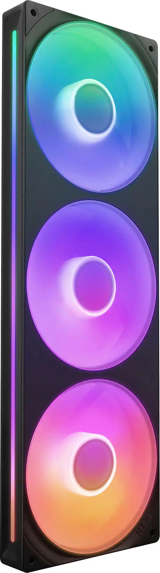 Front. NZXT - F360 RGB Core - 360mm Single-Frame Case Fan Unit with 3 x 120mm RGB Fans and Fluid Dynamic Bearings. - Black.
