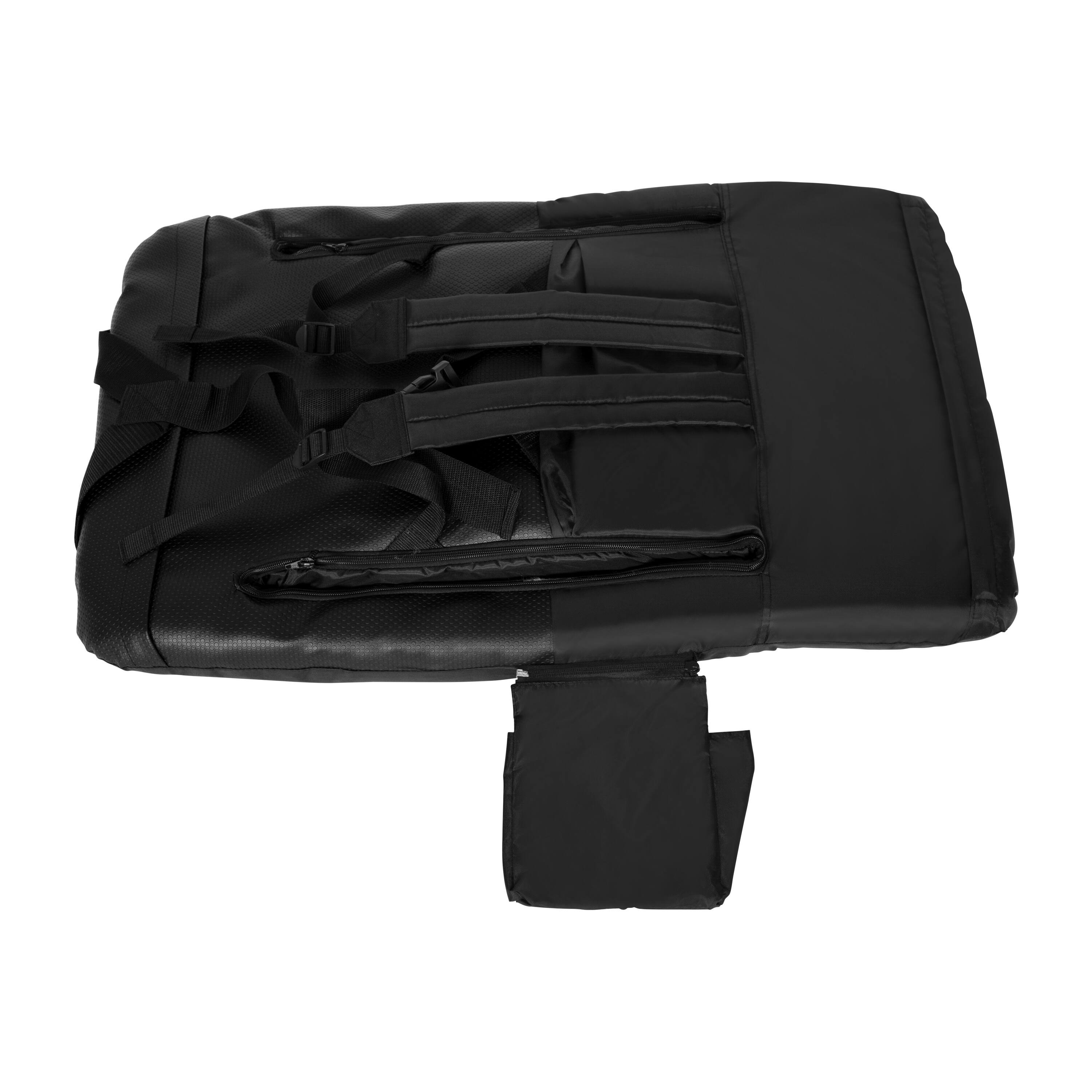 Alt View 7. Flash Furniture - Malta Black Portable Lightweight Reclining Stadium Chair with Armrests, Padded Back & Seat with Dual Storage Pockets and - Black.