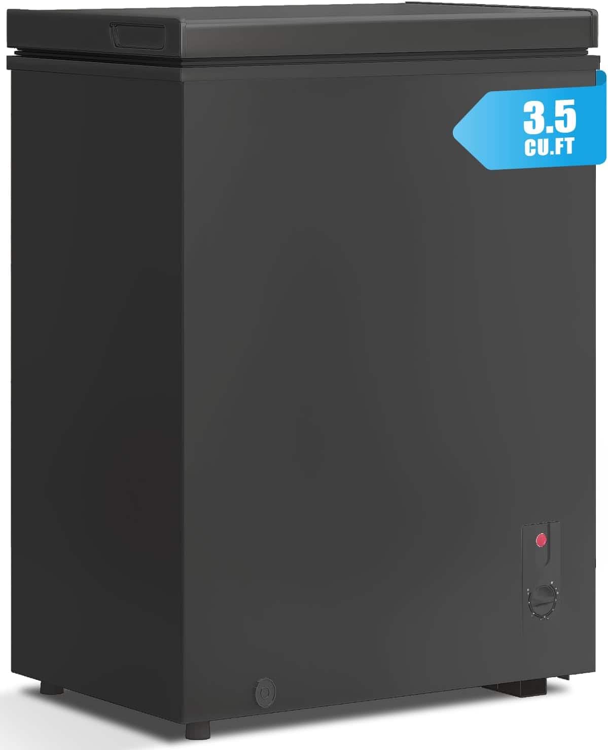 Circus Cirle - 3.5 Cu Ft Chest Freezer with 7 Level Adjustable Thermostat, Removable Storage Basket - Black