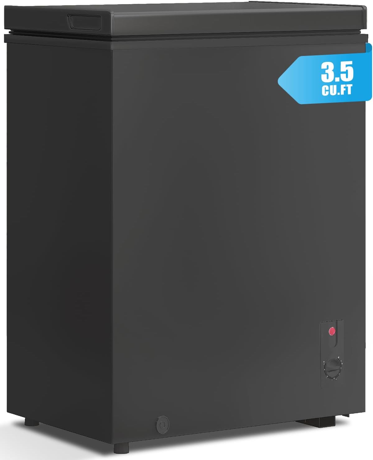 Front. Circus Cirle - 3.5 Cu Ft Chest Freezer with 7 Level Adjustable Thermostat, Removable Storage Basket (Black) - black.
