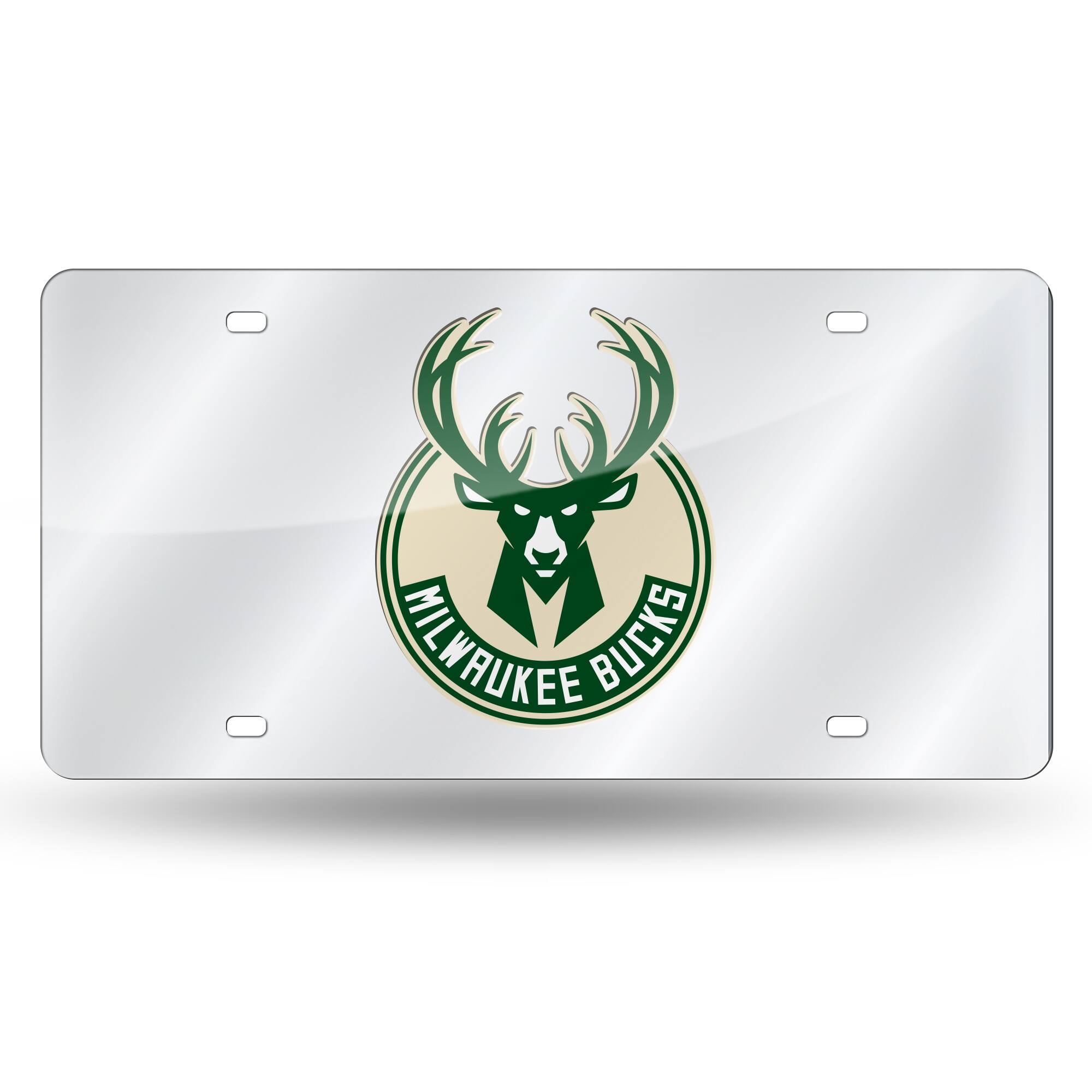 Milwaukee Bucks NBA Mirrored Laser Cut License Plate Laser Tag