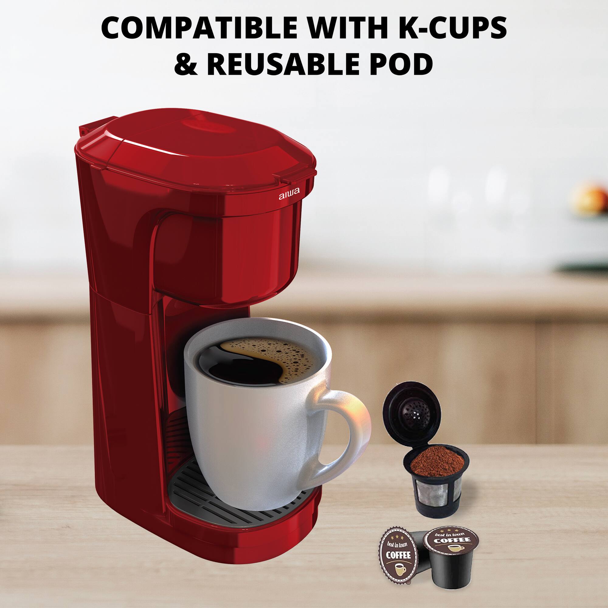 COMPATIBLE WITH K-CUPS & REUSABLE POD