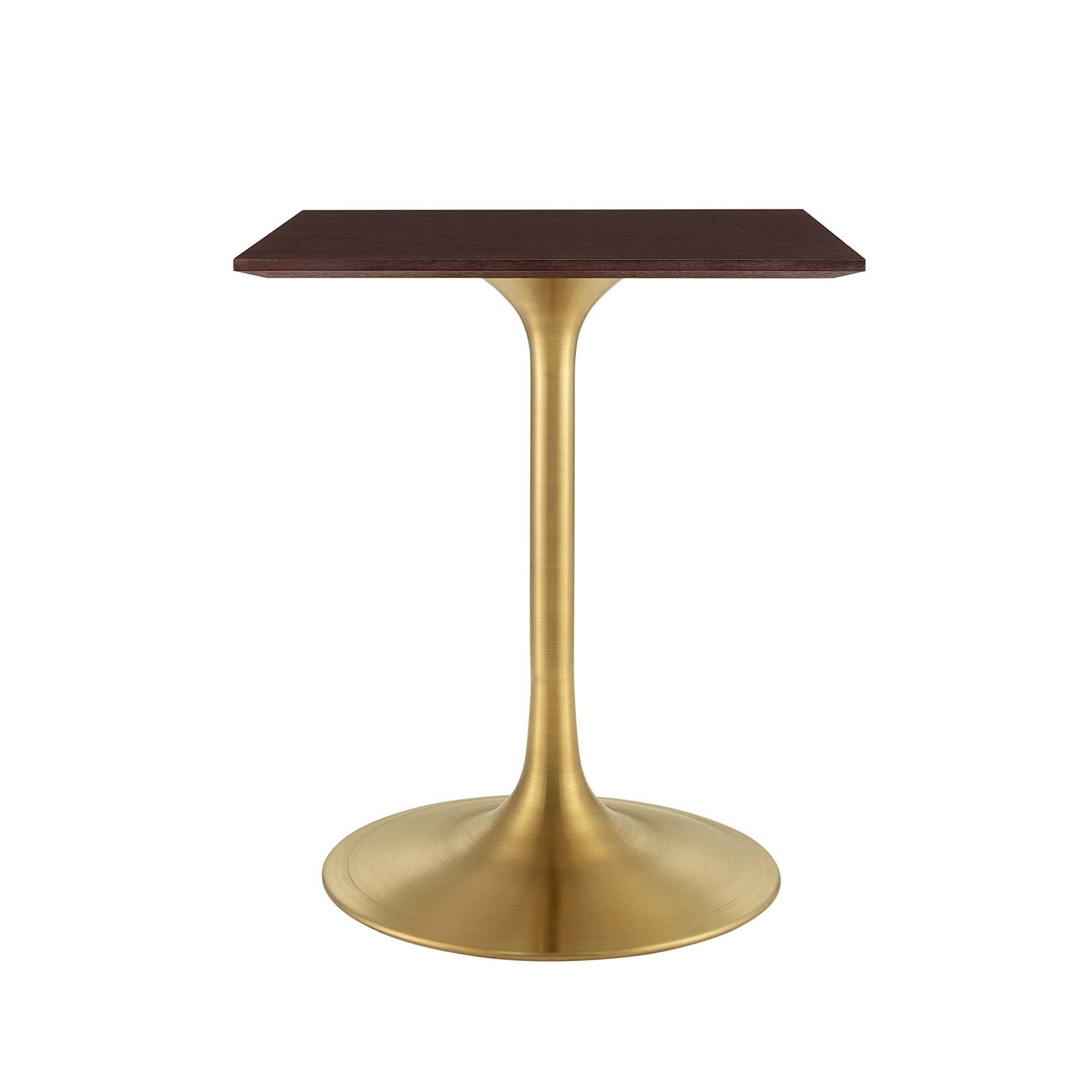 Angle. Modway - Lippa Square Wood Dining Table - Gold Cherry Walnut.