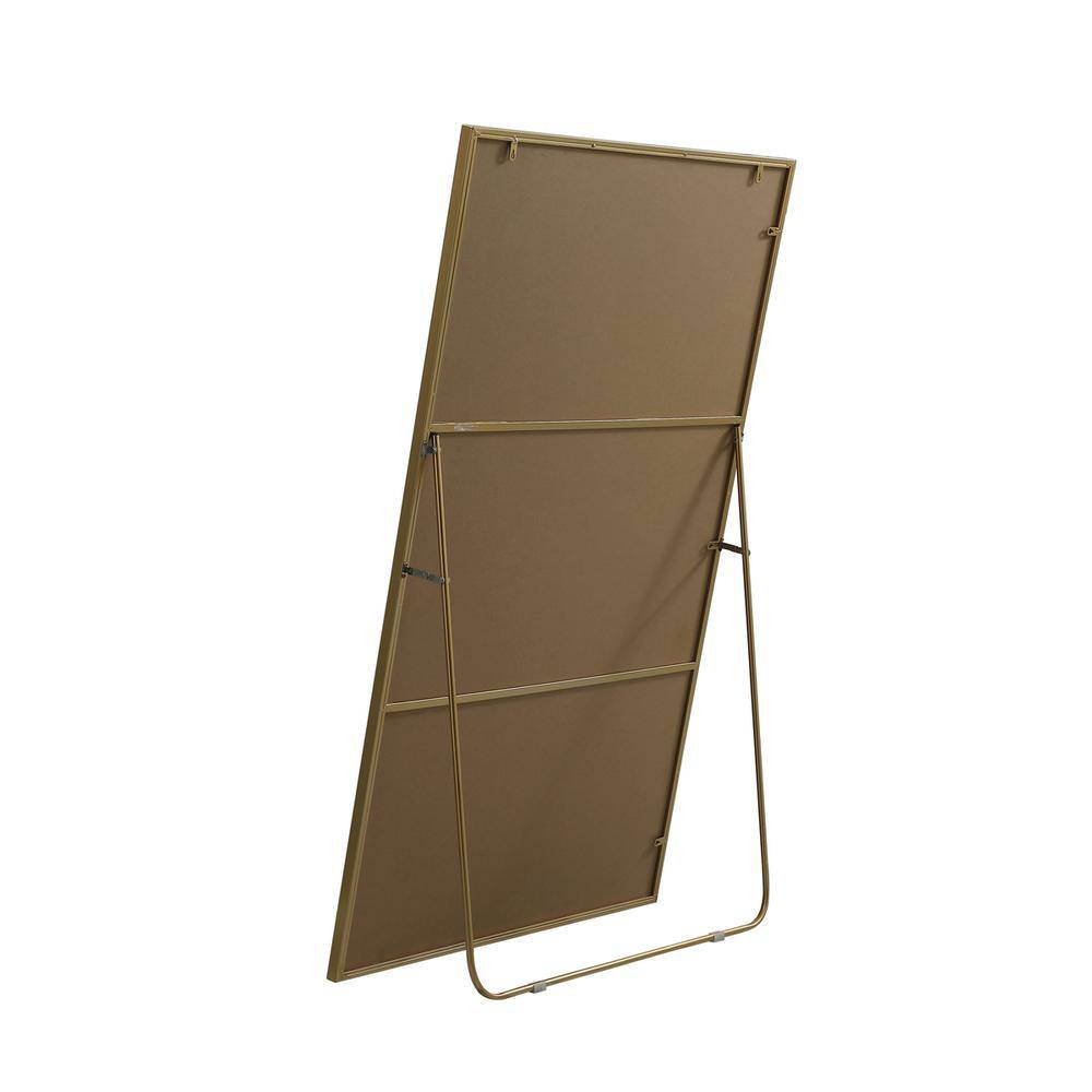 Alt View 1. Elegant Decor - Metal Frame Rectangle Full Length Mirror 36x60 Inch in Brass - Brass.