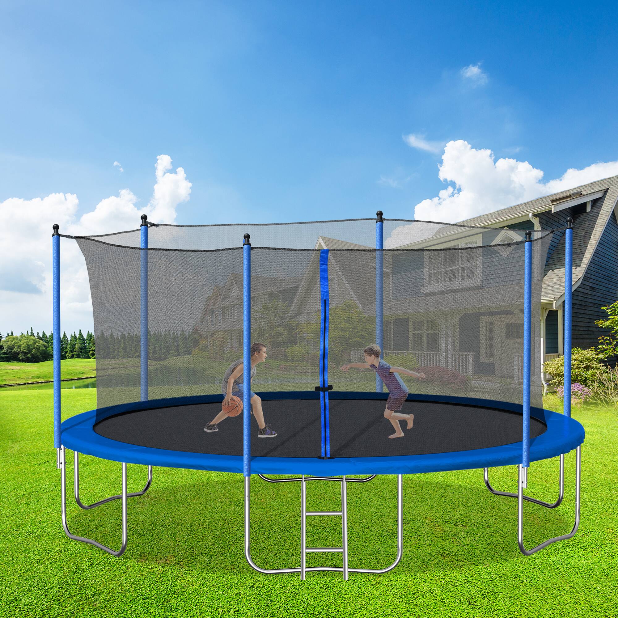 Alt View 6. LOVMOR - Lovmor 14 FT Trampoline with Ladder and Safety Enclosure Recreational Trampoline for Adults.