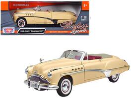 1949 Buick Roadmaster Cream with Red Interior 1/18 Diecast Model Car by Motormax - Cream, Red