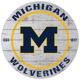 Jardine - Michigan Wolverines 20'' x 20'' Indoor/Outdoor Weathered Circle Sign - White