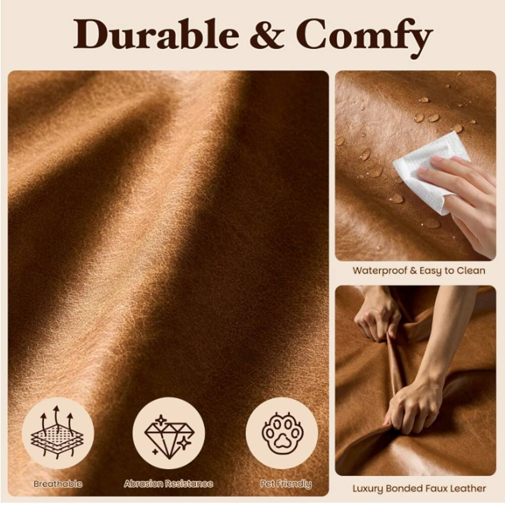 Durable & Comfy  
Waterproof & Easy to Clean  
Breathable  
Abrasion Resistance  
Pet Friendly  
Luxury Bonded Faux Leather