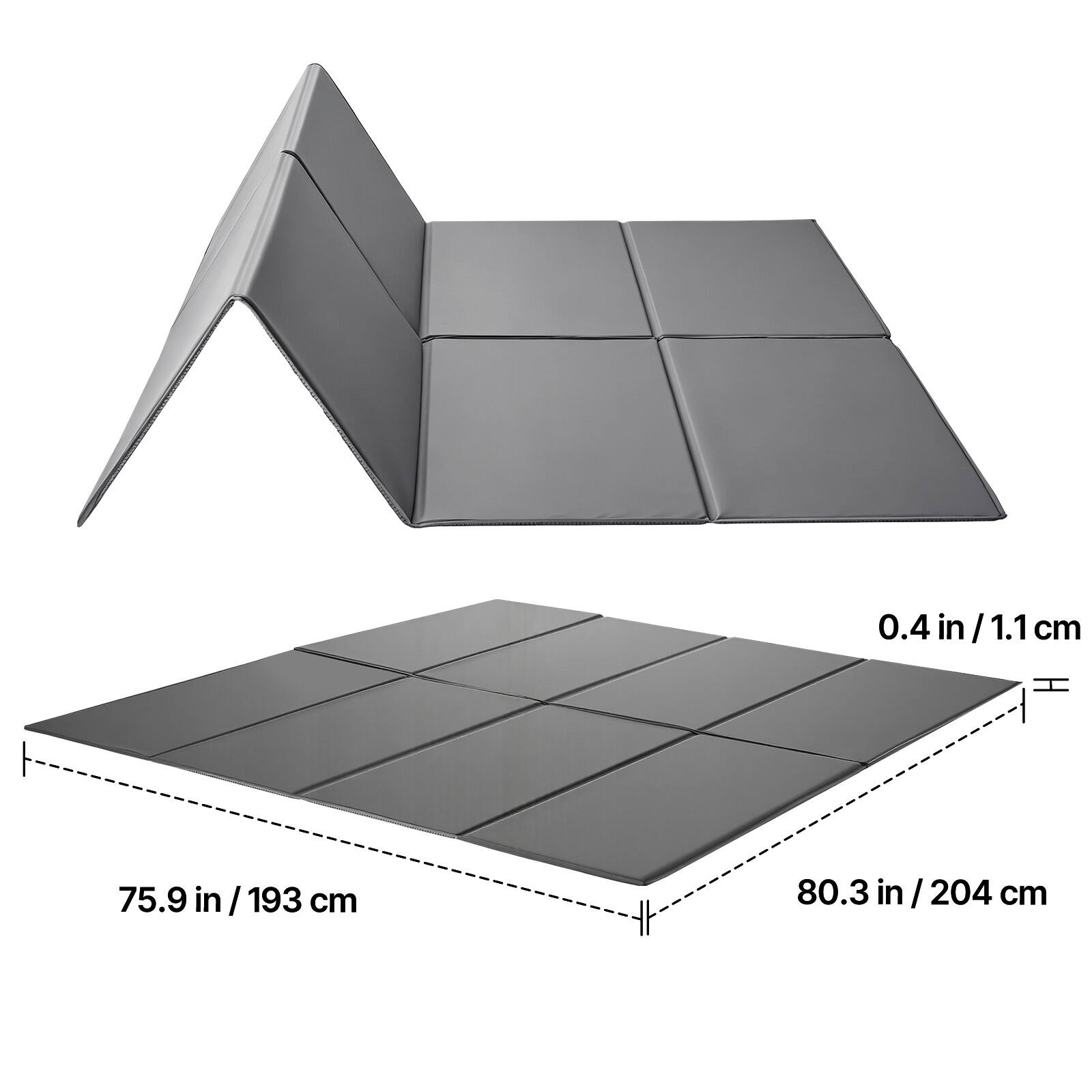 0.4 in / 1.1 cm  
1.1 cm H  
75.9 in / 193 cm  
80.3 in / 204 cm