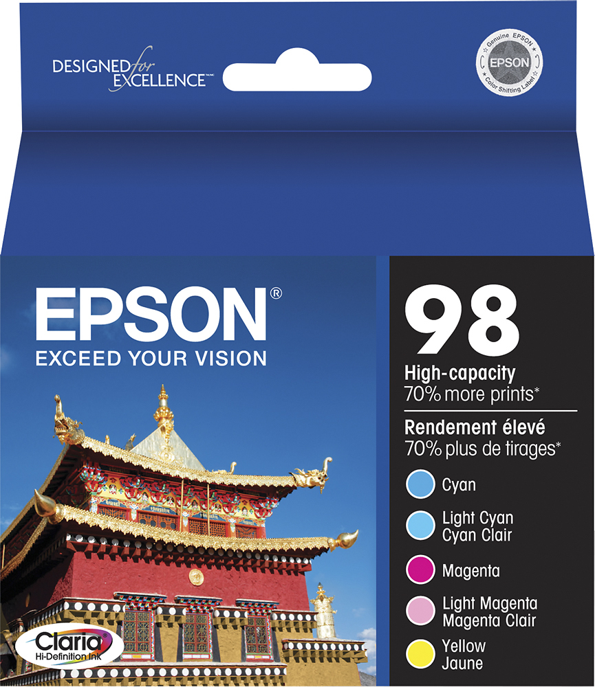 Best Buy Epson 98 5 Pack High Yield Ink Cartridges Cyanmagentayellowlight Cyanlight Magenta 8615