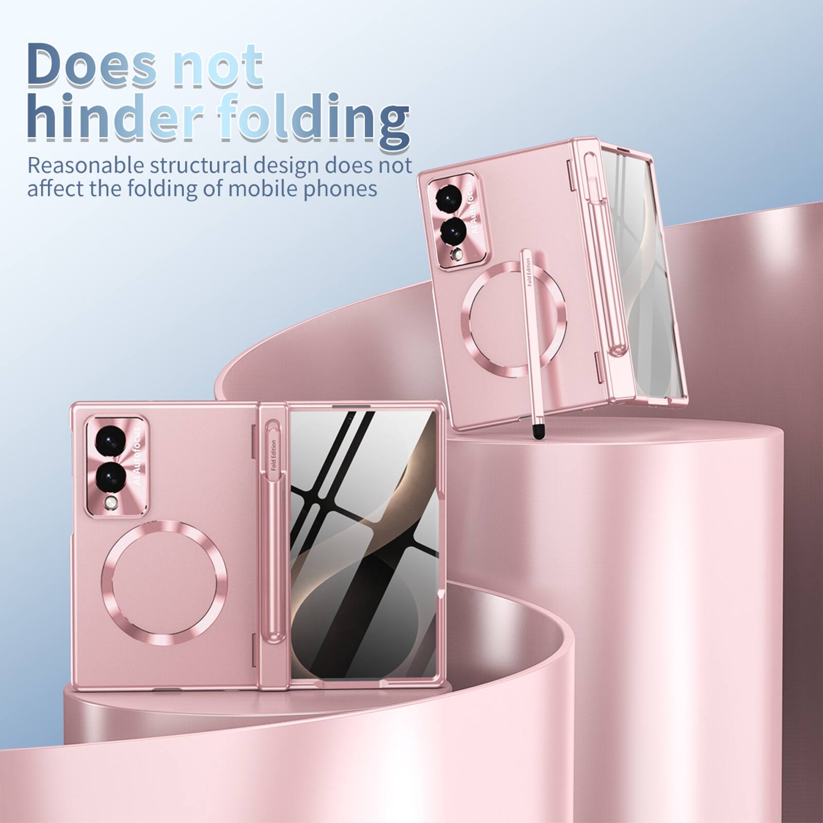 Does not hinder folding  
Reasonable structural design does not affect the folding of mobile phones