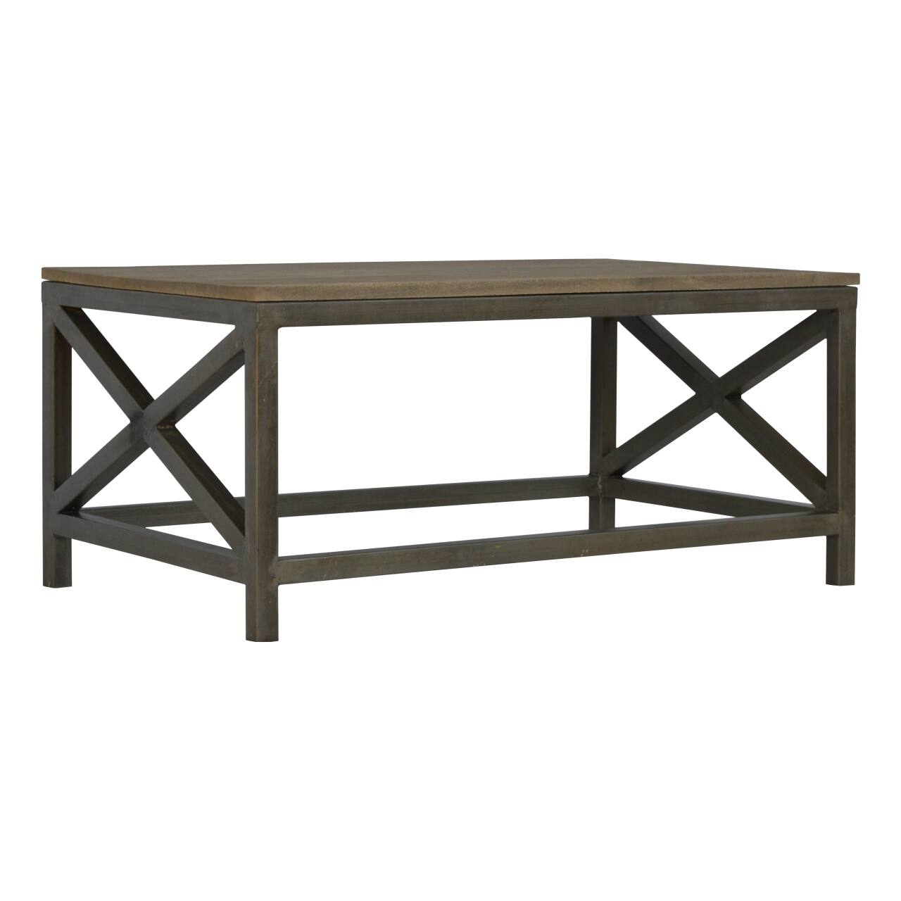 Left. Artisan Furniture - Artisan Furniture Industrial Cross Metal Oatmeal Coffee Table - Black.