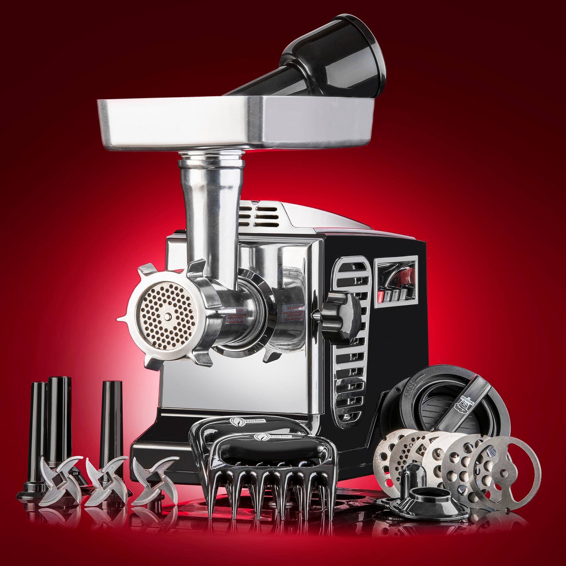Angle. STX International - STX Intl Turboforce II 4000 Quad Air Cooled 3-Speed Electric Meat Grinder and Sausage Stuffer - Black.