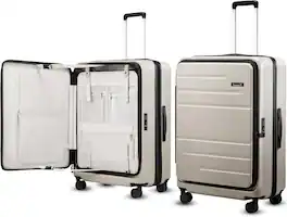 LUGGEX - 28 Inch Checked Luggag, Opening Expandable Polycarbonate Hard Shell Suitcase with TSA Approved Lock - LX-FX - Beige